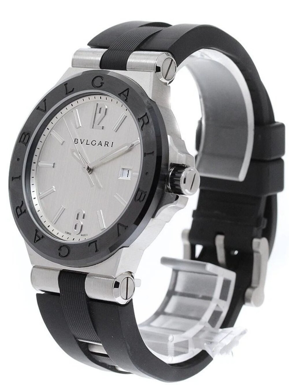 BVLGARI Diagono ceramic DG42SC Date Silver Dial Automatic Men's Watch_965242